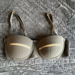 Tory Burch Swim Bandeau, Black, Lattice Top Bikini Small S